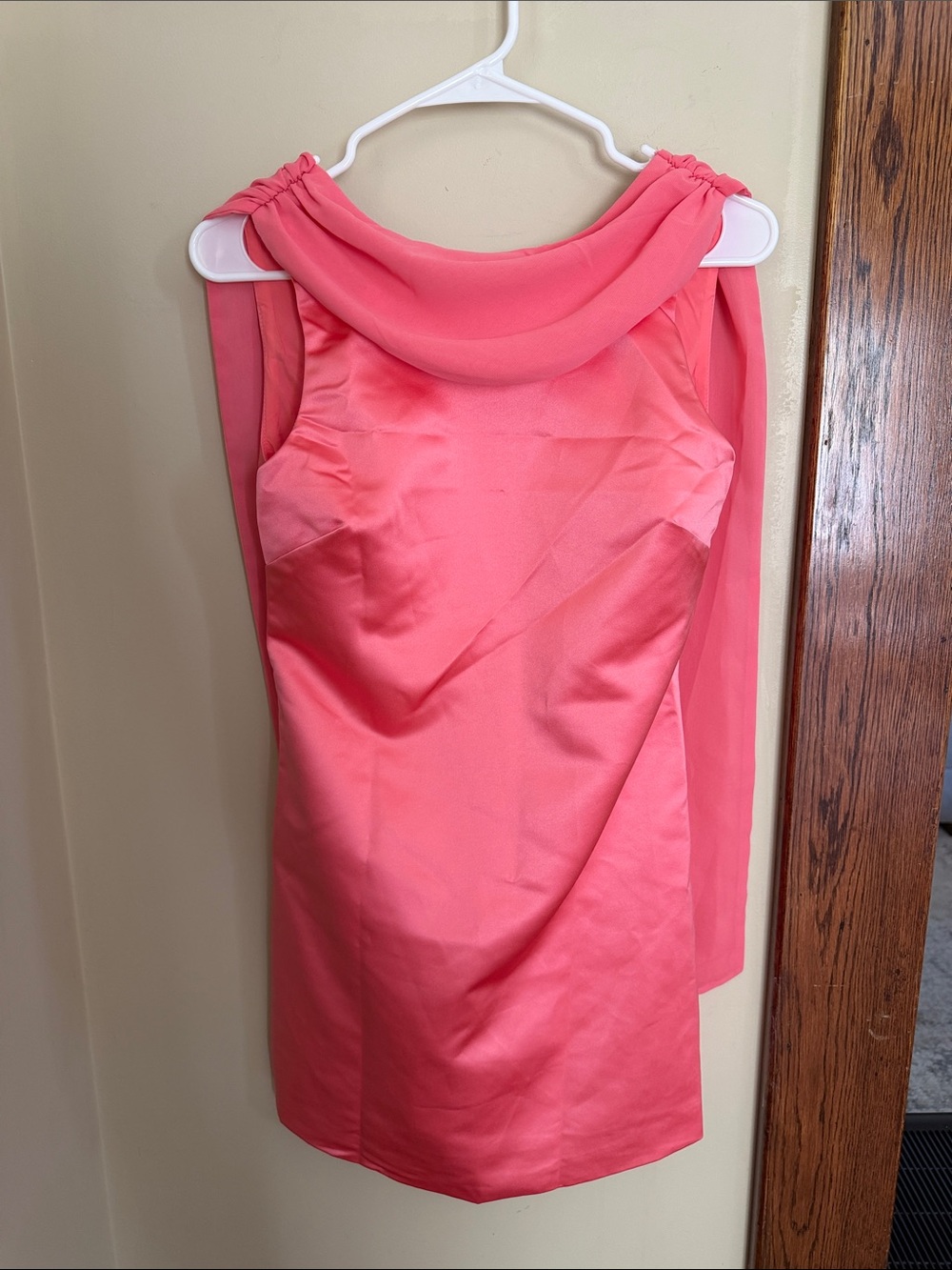 Coral Pink Satin Mini Dress